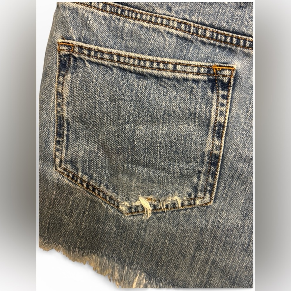 ASOS Blue Distressed Jean Shorts - Picture 3 of 8